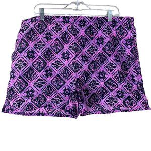Vintage Board Shorts Size Large Swim Trunks Purple Black Drawstring Ocean Blue
